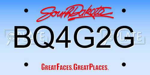 BQ4G2G South Dakota License Plate