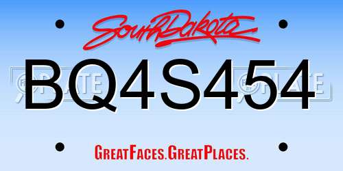 BQ4S454 South Dakota License Plate