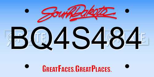 BQ4S484 South Dakota License Plate