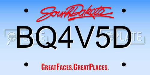 BQ4V5D South Dakota License Plate