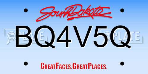 BQ4V5Q South Dakota License Plate