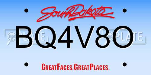 BQ4V8O South Dakota License Plate