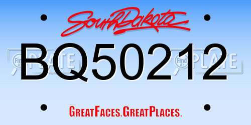 BQ50212 South Dakota License Plate