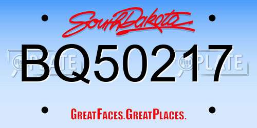BQ50217 South Dakota License Plate