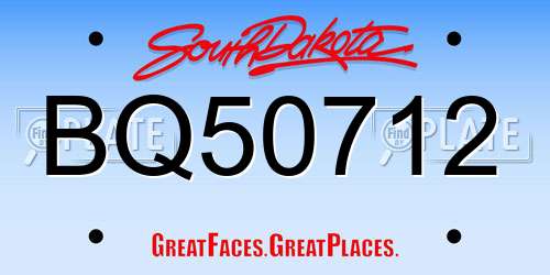 BQ50712 South Dakota License Plate