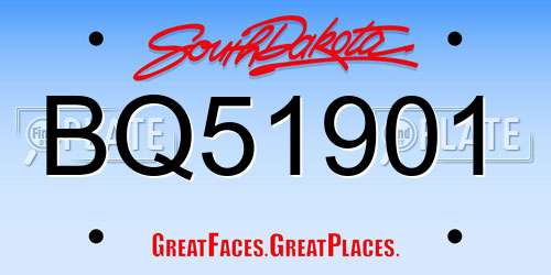 BQ51901 South Dakota License Plate