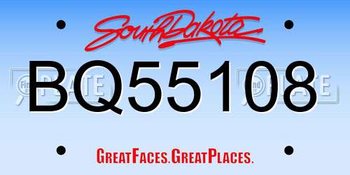 BQ55108 South Dakota License Plate