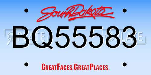 BQ55583 South Dakota License Plate