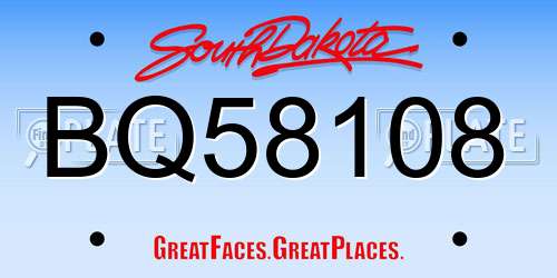 BQ58108 South Dakota License Plate
