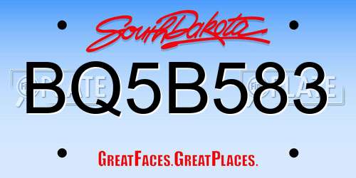 BQ5B583 South Dakota License Plate