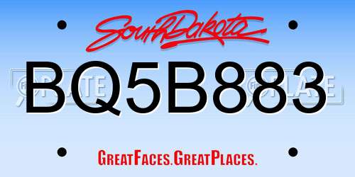 BQ5B883 South Dakota License Plate