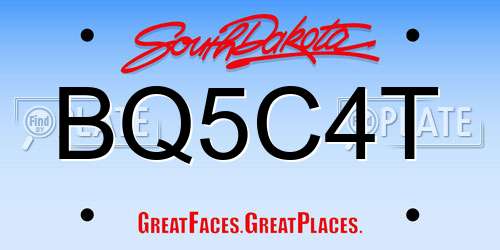 BQ5C4T South Dakota License Plate