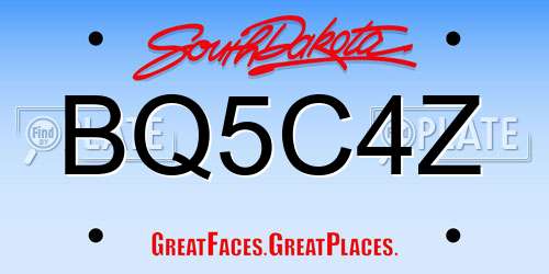BQ5C4Z South Dakota License Plate