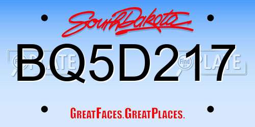 BQ5D217 South Dakota License Plate