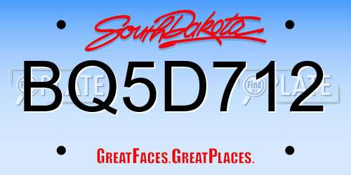 BQ5D712 South Dakota License Plate
