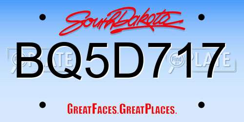 BQ5D717 South Dakota License Plate