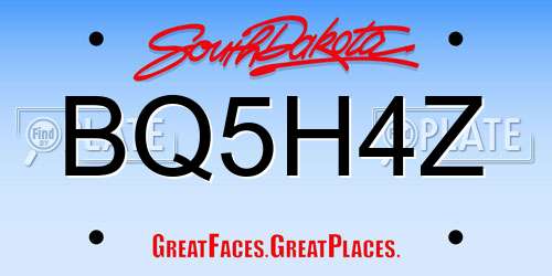 BQ5H4Z South Dakota License Plate