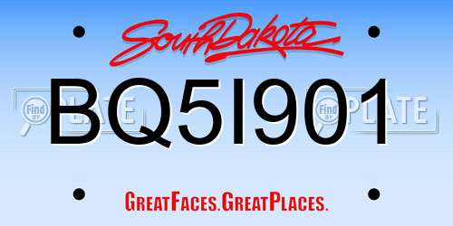 BQ5I901 South Dakota License Plate
