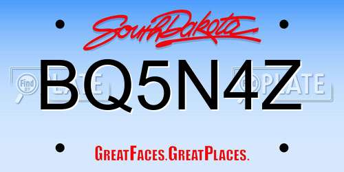 BQ5N4Z South Dakota License Plate