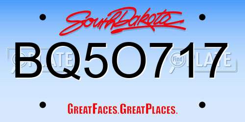 BQ5O717 South Dakota License Plate