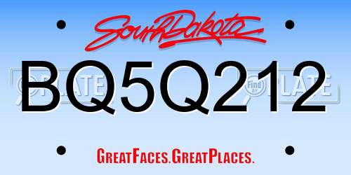 BQ5Q212 South Dakota License Plate