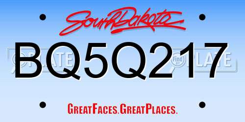 BQ5Q217 South Dakota License Plate