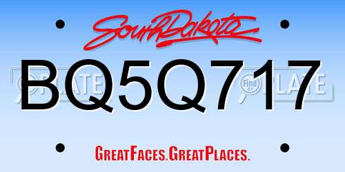 BQ5Q717 South Dakota License Plate