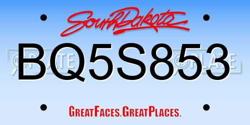 BQ5S853 South Dakota License Plate