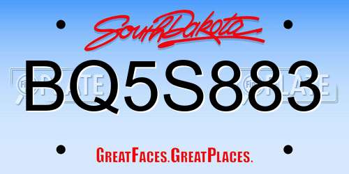 BQ5S883 South Dakota License Plate