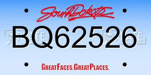 BQ62526 South Dakota License Plate