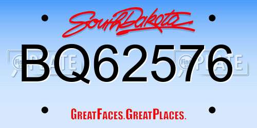 BQ62576 South Dakota License Plate