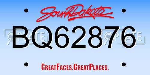 BQ62876 South Dakota License Plate