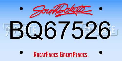 BQ67526 South Dakota License Plate
