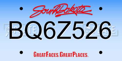 BQ6Z526 South Dakota License Plate