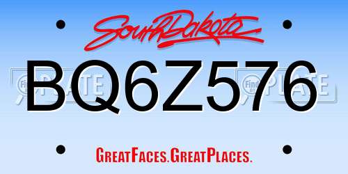 BQ6Z576 South Dakota License Plate