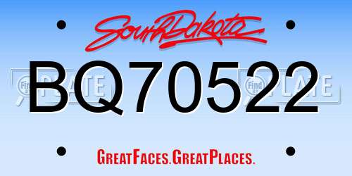 BQ70522 South Dakota License Plate