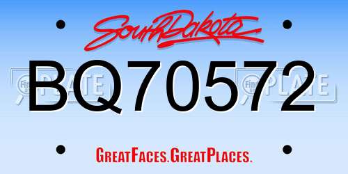 BQ70572 South Dakota License Plate