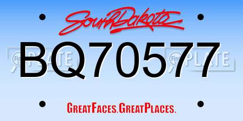 BQ70577 South Dakota License Plate