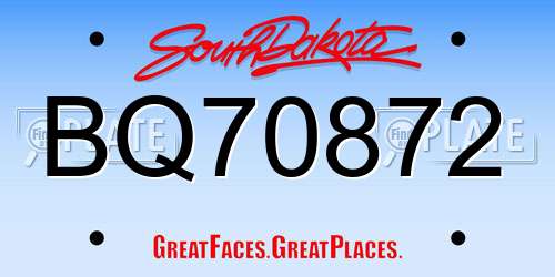 BQ70872 South Dakota License Plate