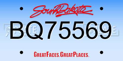 BQ75569 South Dakota License Plate