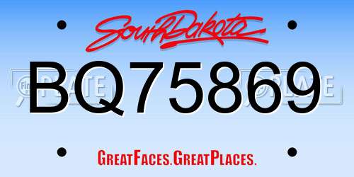 BQ75869 South Dakota License Plate