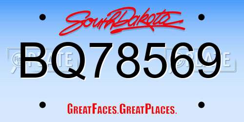 BQ78569 South Dakota License Plate