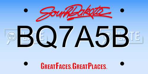 BQ7A5B South Dakota License Plate
