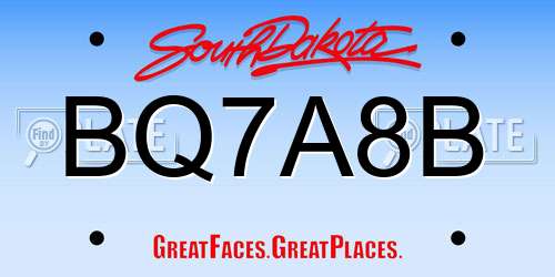 BQ7A8B South Dakota License Plate