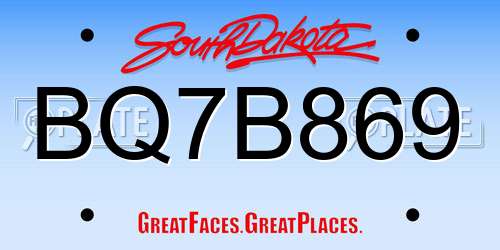 BQ7B869 South Dakota License Plate