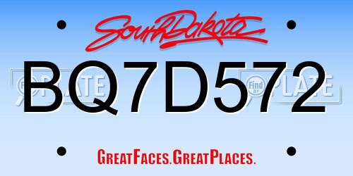 BQ7D572 South Dakota License Plate
