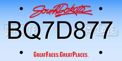BQ7D877 South Dakota License Plate