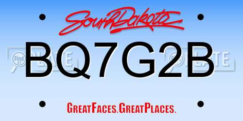BQ7G2B South Dakota License Plate