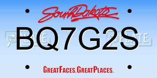 BQ7G2S South Dakota License Plate