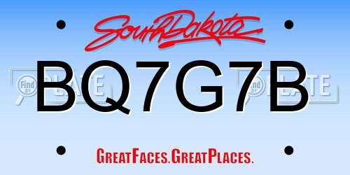 BQ7G7B South Dakota License Plate